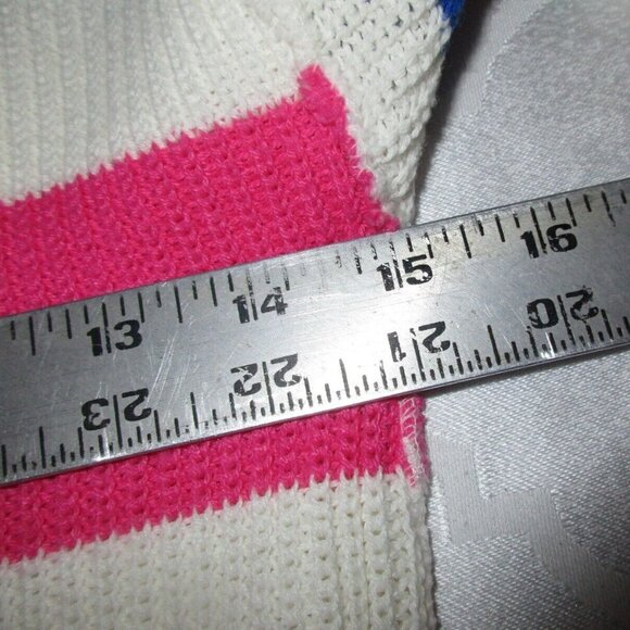 Knit Waves Pullover Sweater Women's Size 12 Rainbow Striped Crew Neck 3/4 Sleeve - Picture 5 of 6